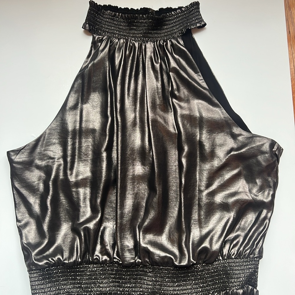 White House Black Market, Elegant Gunmetal Sleeveless Dress, Size 12